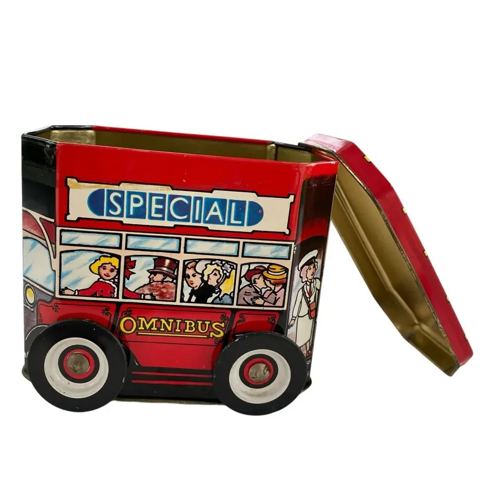 Vintage Cravens of York London Bus Novelty Tin with Moving Wheels Candy Tin